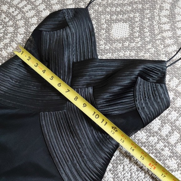 Evening Bandage Corset Dress SMALL Black Mesh Flair Vampire Fairygoth VTG Sheer - Picture 12 of 16